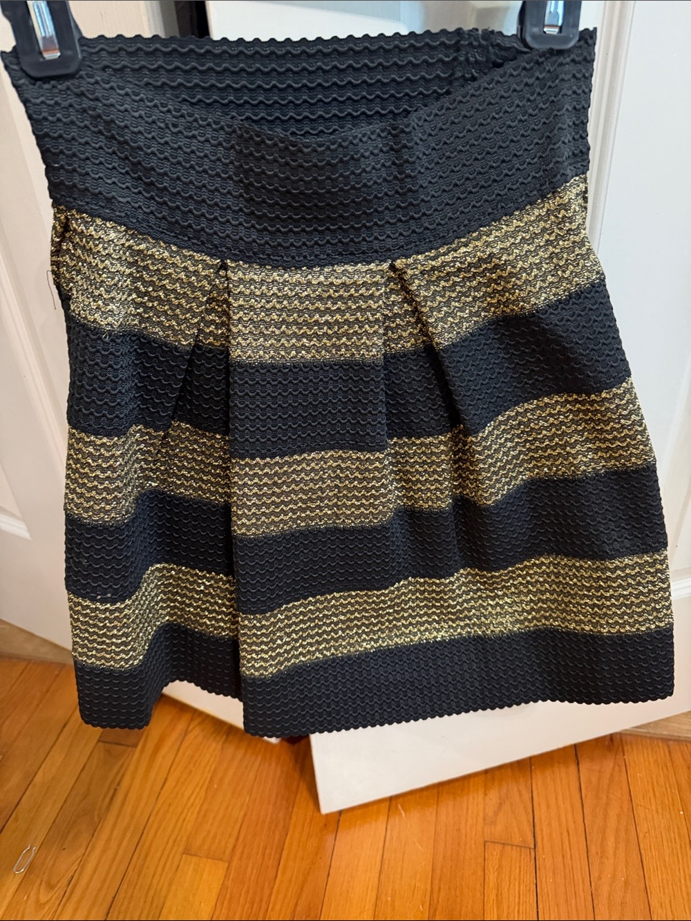 Xhilaration Black and Gold Striped Skater Skirt
